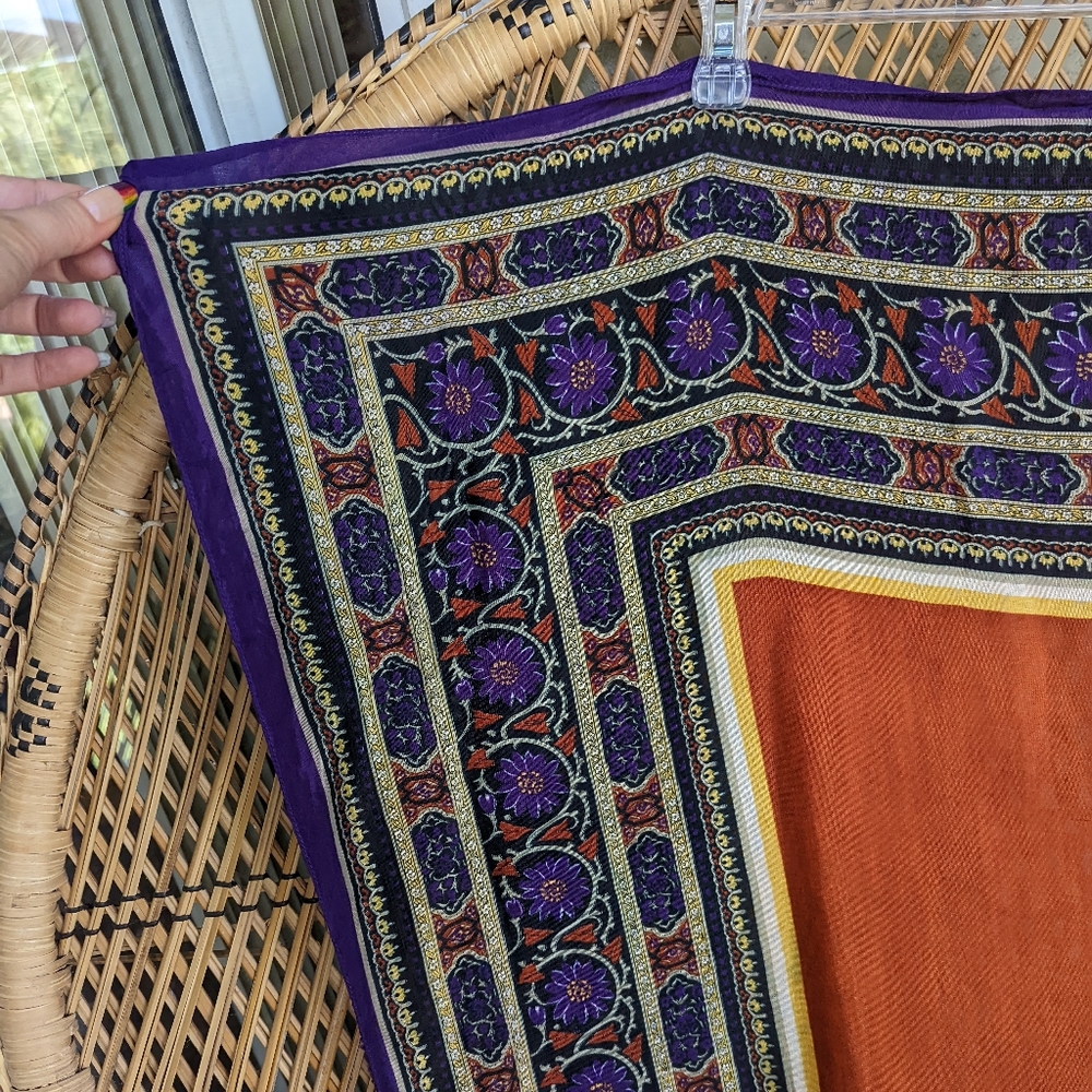 Vintage 90s Axcess Square Scarf Purple Orange Classic‎ Vibes Hippie Headband